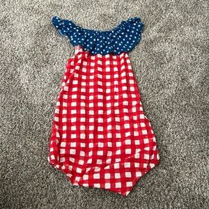 Gigi And Max Red White and Blue Gingham bubble romper 24 months
